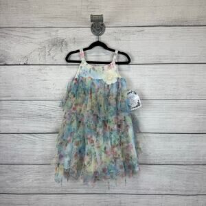 Iris & Ivy Girls Spring Easter Colorful Cascade Floral Tiered Party Dress Size 6